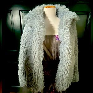 Malibu Bum Faux Fur Jacket - Size S - Light Blue / Grayish Blue Color